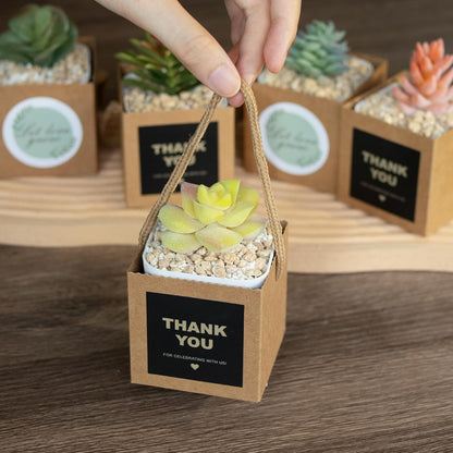 Temlum 2.5 Inch Succulent Wrap Bags (Fits 2.5″ Pots) with Thank You & Let Love Grow Stickers, Small Succulent Gift Box for Wedding, Baby Shower, Succulent Party Favors for Guests (Brown 100pcs)