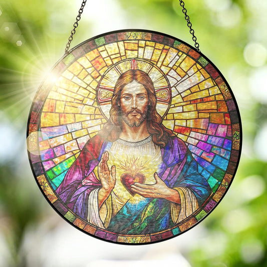 FLAGWIX Christmas Christian Gifts for Women Faith - Stained Glass Window Hanging 8 in - Birthday