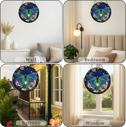 Firefly Suncatchers for Windows Hanging - 8 in Stained Glass Sun Catchers Indoor Window, Suncatcher Stain Glass Window Hanging for Home Decor, Gifts for Holiday or Wall Art