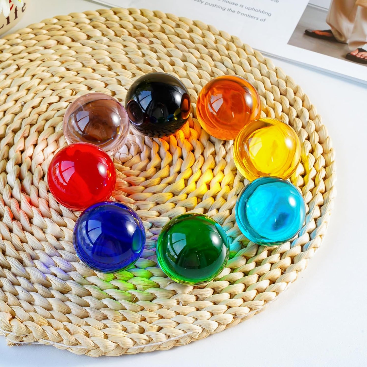 8pcs Colorful Crystal Balls Decoration for Home 40mm Rainbow Color Glass Balls Healing Spheres Quartz Decorative Balls for Dinner Party Centerpiece