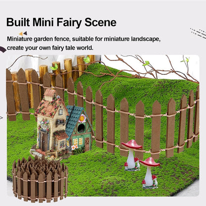 2Pcs Miniature Fairy Garden Fence,DIY Wood Picket Fence Mini Ornament,Home Garden Plant Pot DIY Diorama Project (Brown,1.96"x 35.4")