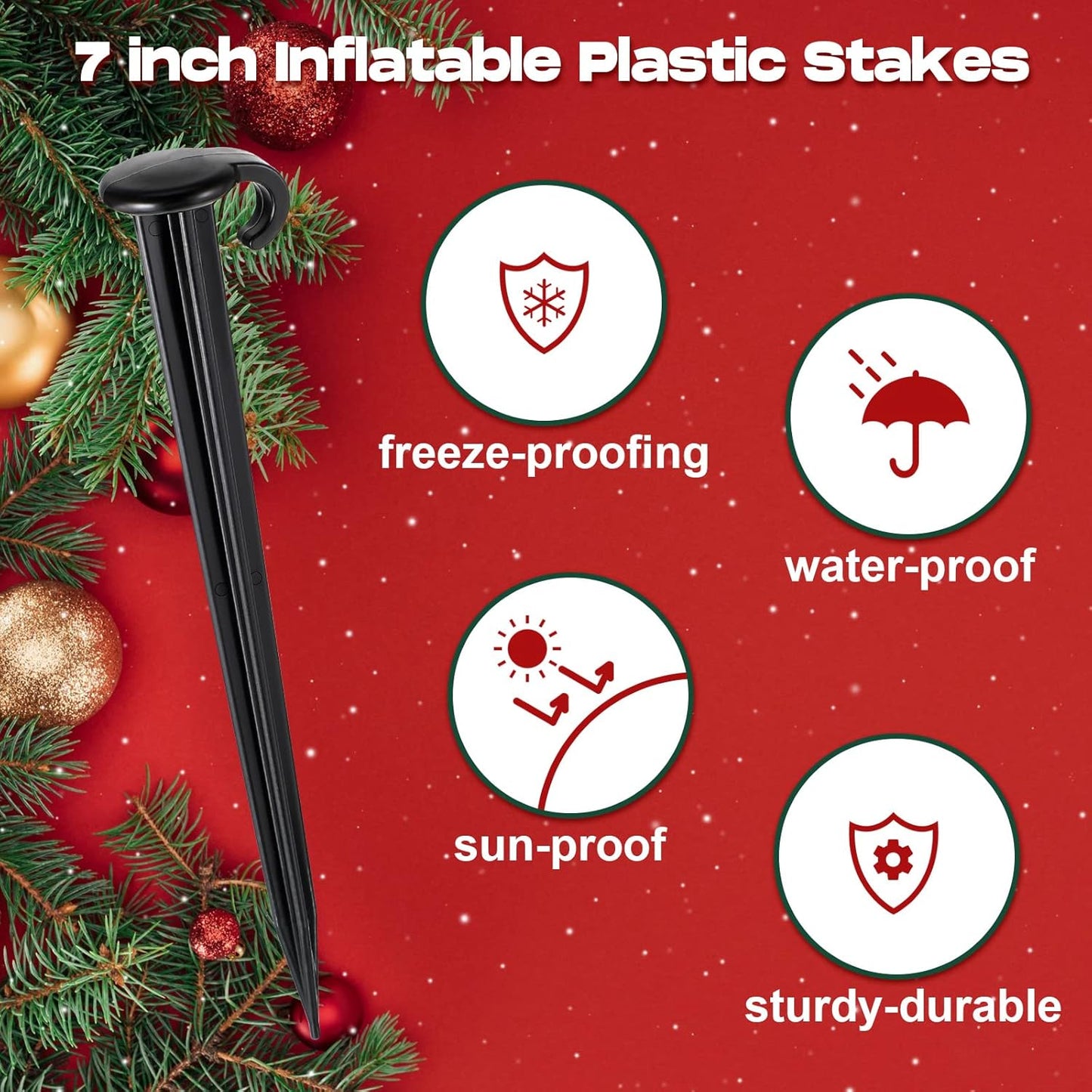 Vicenpal 50 Pcs 7 Inch Plastic Yard Stakes Inflatables Heavy Duty Plastic Garden Stakes for Tent Ground Replacement Outdoor Fence Lawn Pegs Landscape Staples Halloween Christmas Decorations (Black)