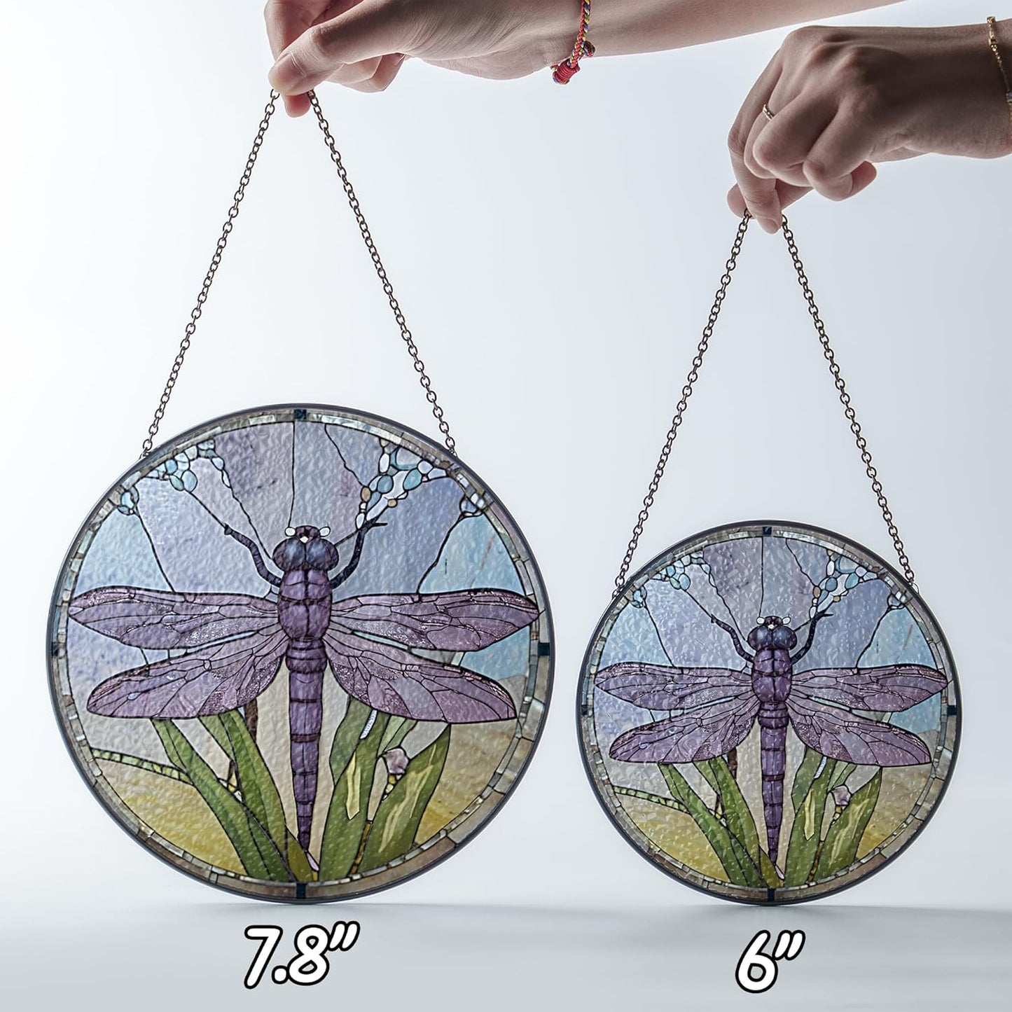 6" Dragonfly Stained Glass Suncatcher – Window Hanging Colorful Glass Panel for Home Decor, Gifts, Kitchen, Living Room – Handmade Sun Catcher Decoration for Nature & Garden Lovers BUG-07C-SG6