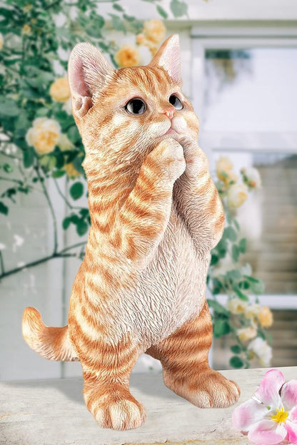 Outdoor Funny Cat Statues Decro,Yard Art Garden Sculptures & Statues,Outdoor Real Animal Sculpture,Perfect for Home Garden Stairs,Farm,Patio,Backyard