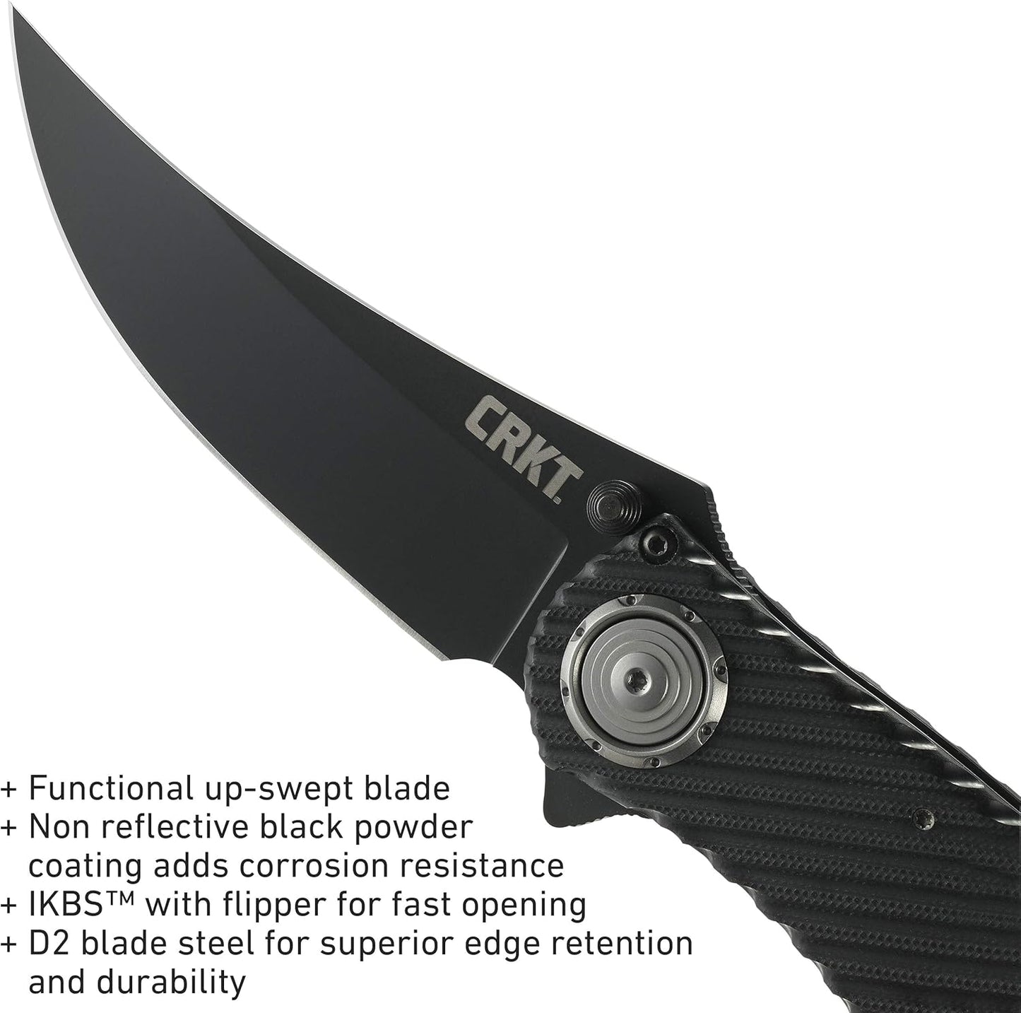 CRKT Clever Girl Folding Pocket Knife: Heavy Duty Everyday Carry, Black Blade, Flipper Open, Deadbolt Button Lock, IKBS Ball Bearing Pivot, G10 Handle 2640