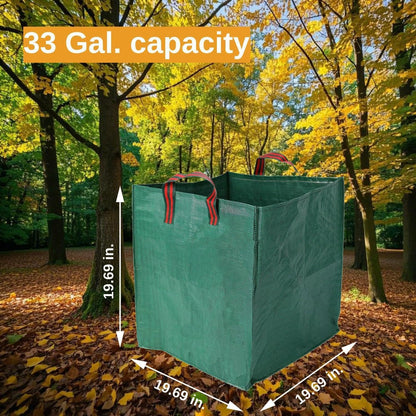 Heavy Duty Reusable Leaf Bags, 33-Gallon (Pack of 2) – Yard Waste Bags with Reinforced Carry Handles, Foldable & Portable for Lawn, Garden, Camping, and Debris Collection