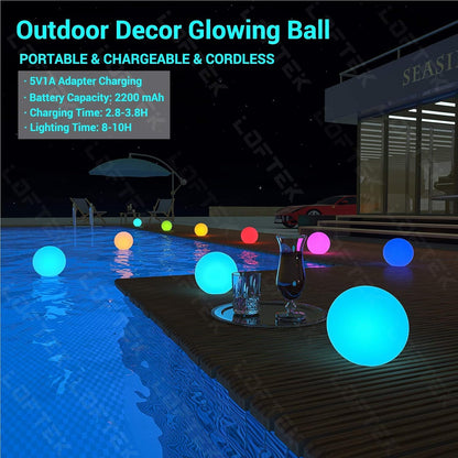 LOFTEK Floating Pool Light - 16-inch Large Ball Lamp with Remote - 3 Modes & 16 RGB Colorful - Waterproof & Rechargeable Globe Floor Lamp for Pool Party, Gaming Room, Garden, 1-Pack