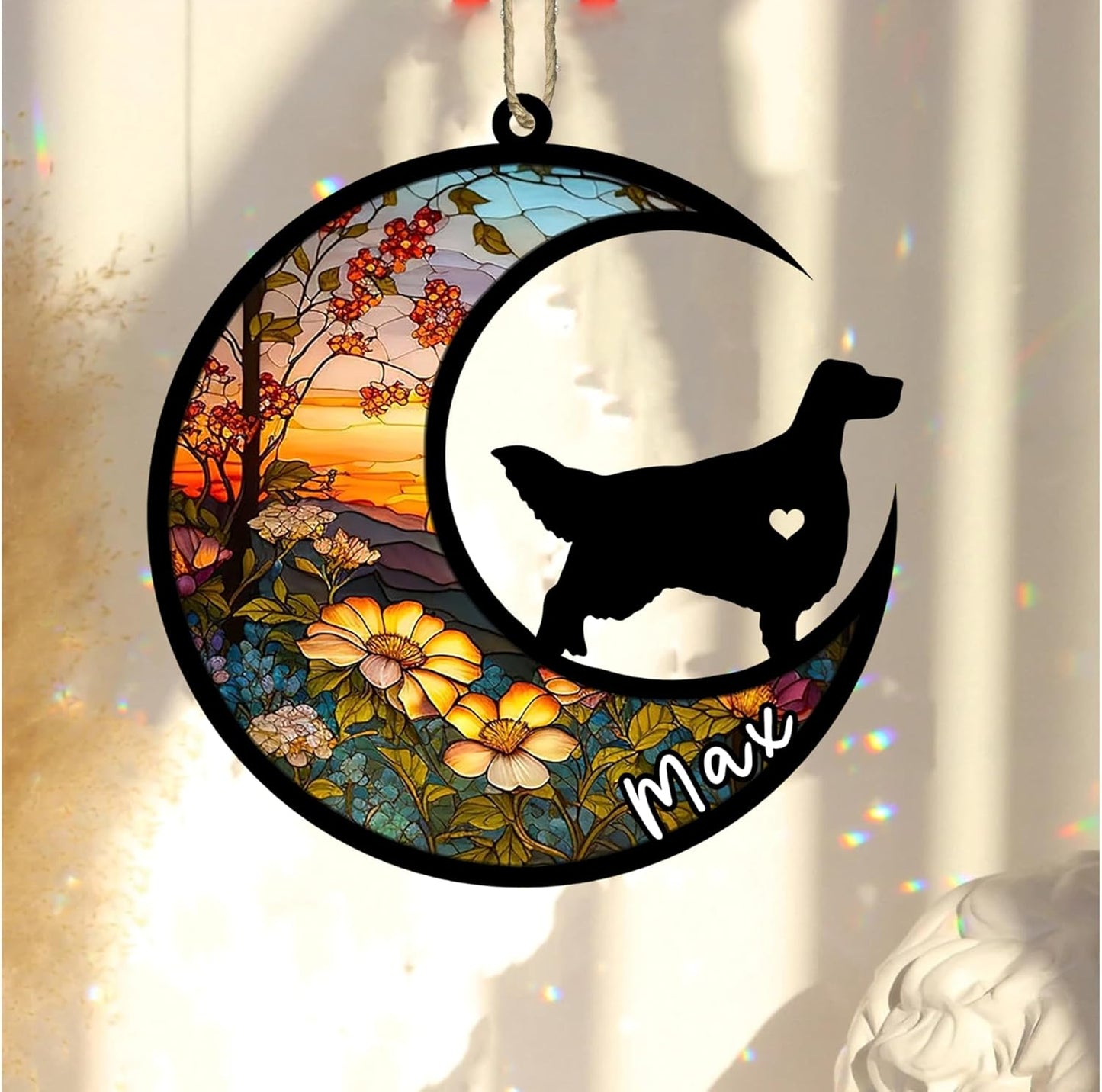 Personalized Dog Memorial, Custom Name English Setter Dog Christmas Ornament with Name, Custom Breeds, Pet Loss Light Catcher, Gifts for Lovers Loss of Pet Sympathy on Mothers Day Christmas