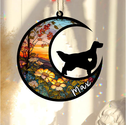 Personalized Dog Memorial, Custom Name English Setter Dog Christmas Ornament with Name, Custom Breeds, Pet Loss Light Catcher, Gifts for Lovers Loss of Pet Sympathy on Mothers Day Christmas