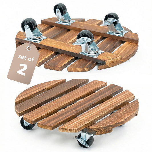 Bamworld Plant Stand Outdoor Rolling Tray Plant Caddy with Wheels 12in Plant Caster with Wheels