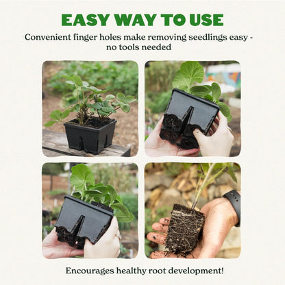 Epic Gardening Reusable Seed Starter Tray - Easy Watering Seed Starting Trays - Gardener Friendly Plant Trays for Seedlings | UV-Treated & BPA-Free -4-Cell 3" Seed Starting Trays - Black / 4 Trays
