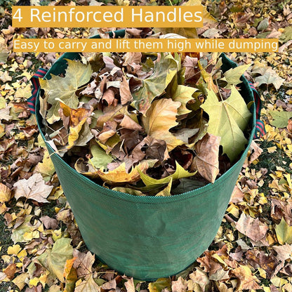 4-Pack 106 Gallon Leaf Bags & Yard Waste Collector - Reusable Standable Lawn/Garden/Camping Recycling Bags with 4 Handles, Portable Leaf Storage Container