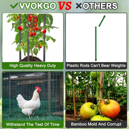 VVOKGO Rebar Stakes 48 Inch 8-Pack Concrete Form Stakes Heavy Duty Straight Ground Anchors, 3/8" Diameter Metal Steel Spikes with Chisel Point End for Plant Support, Garden Border,Landscape Edging