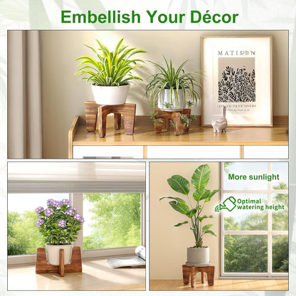 Plant Stand Indoor Outdoor, Plant Holder Sturdy Single Flower Pot Stand Planter Stand Stool Display Decorative for Desktop Counter Room (Natural 10")