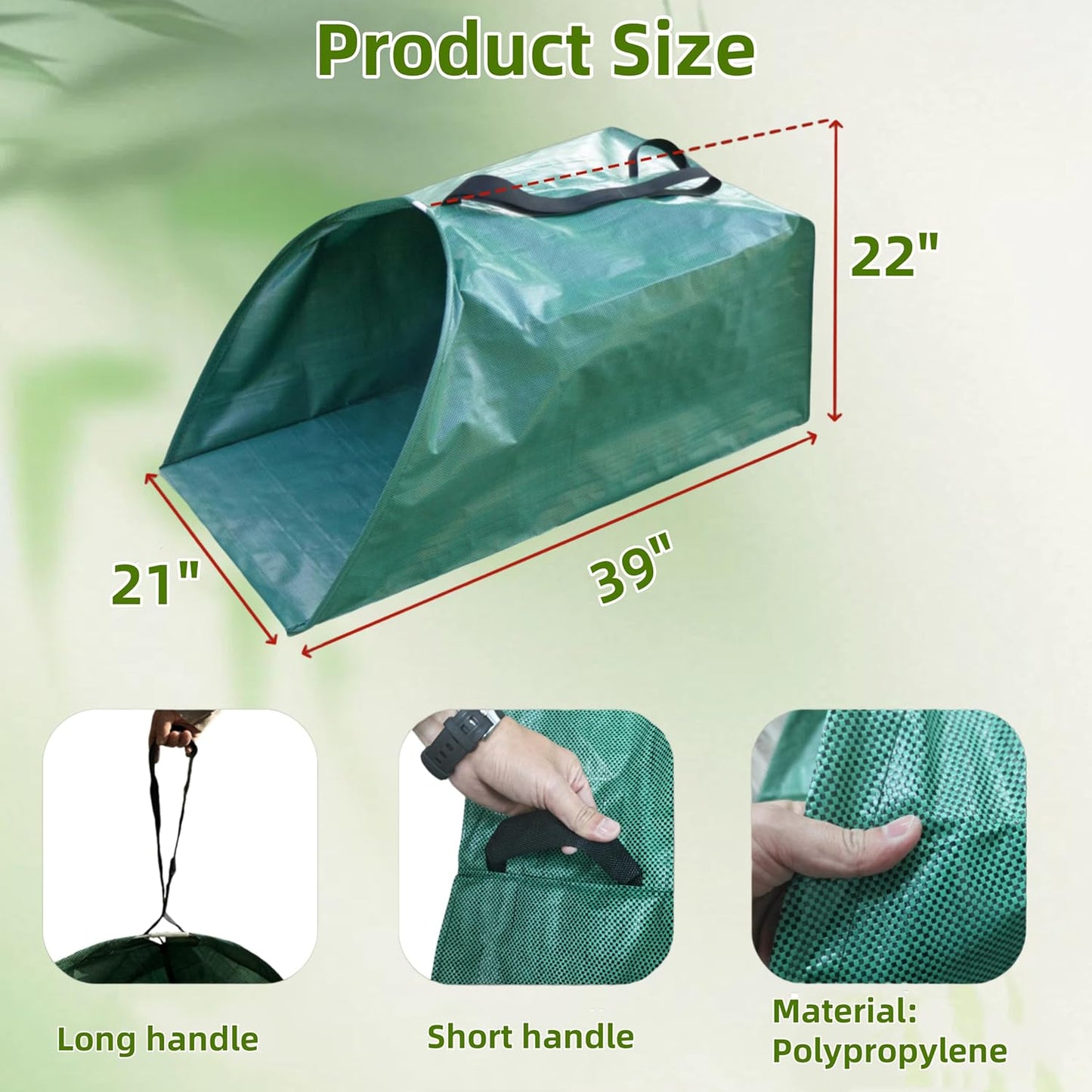 2 pack 53 gallons Leaf Collector Reusable Yard waste bags Heavy Duty Extra Large lawn Leaf Bags Chute With Handles Garden dustpan Bags for Leaves Debris Grass Clipping