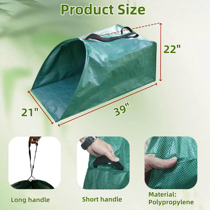 2 pack 53 gallons Leaf Collector Reusable Yard waste bags Heavy Duty Extra Large lawn Leaf Bags Chute With Handles Garden dustpan Bags for Leaves Debris Grass Clipping