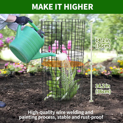 5 Pack Metal Plant Protector, Metal Plant Protection Cages (13" Diax14.2H) to Keep Animals Out, for The Garden Protection of Flowers, Saplings, Fruits Vegetables, Black