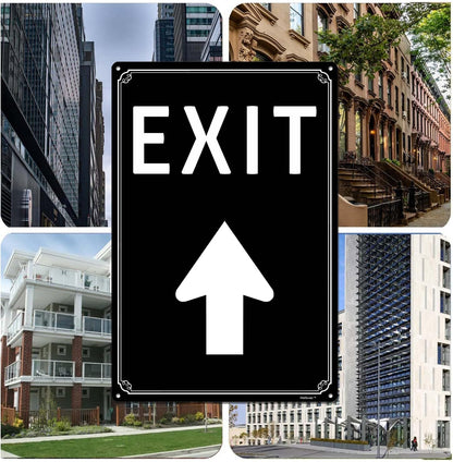 12x16" Exit Sign with Up Arrow - High-Intensity Aluminum Parking Lot Sign, Weatherproof & Fade-Resistant, Ideal for Outdoor & Indoor Use - Curbside Sign