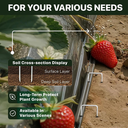 Landscape Staples 4 inch Stakes for Gardening 100 Pack Galvanized Garden Staples for drip Irrigation Landscape Fabric pins Updated Heavy-Duty Weed Barrier Fabric Lawn Outdoor Projects,Decorations