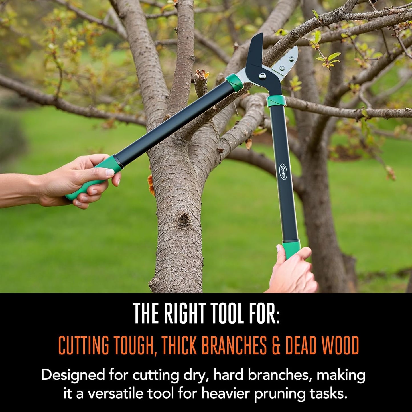 Scotts 21 in. Anvil Lopper – Heavy-Duty Branch Cutter with Teflon-Coated Carbon Steel Blade, 1.5 in. Cutting Capacity, and Comfort Grip Handles, for Dry, Hard, Thick Branches