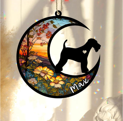 Personalized Dog Memorial, Custom Name Airedale Terrier Dog Christmas Ornament with Name, Custom Breeds, Pet Loss Light Catcher, Gifts for Lovers Loss of Pet Sympathy on Mothers Day Christmas