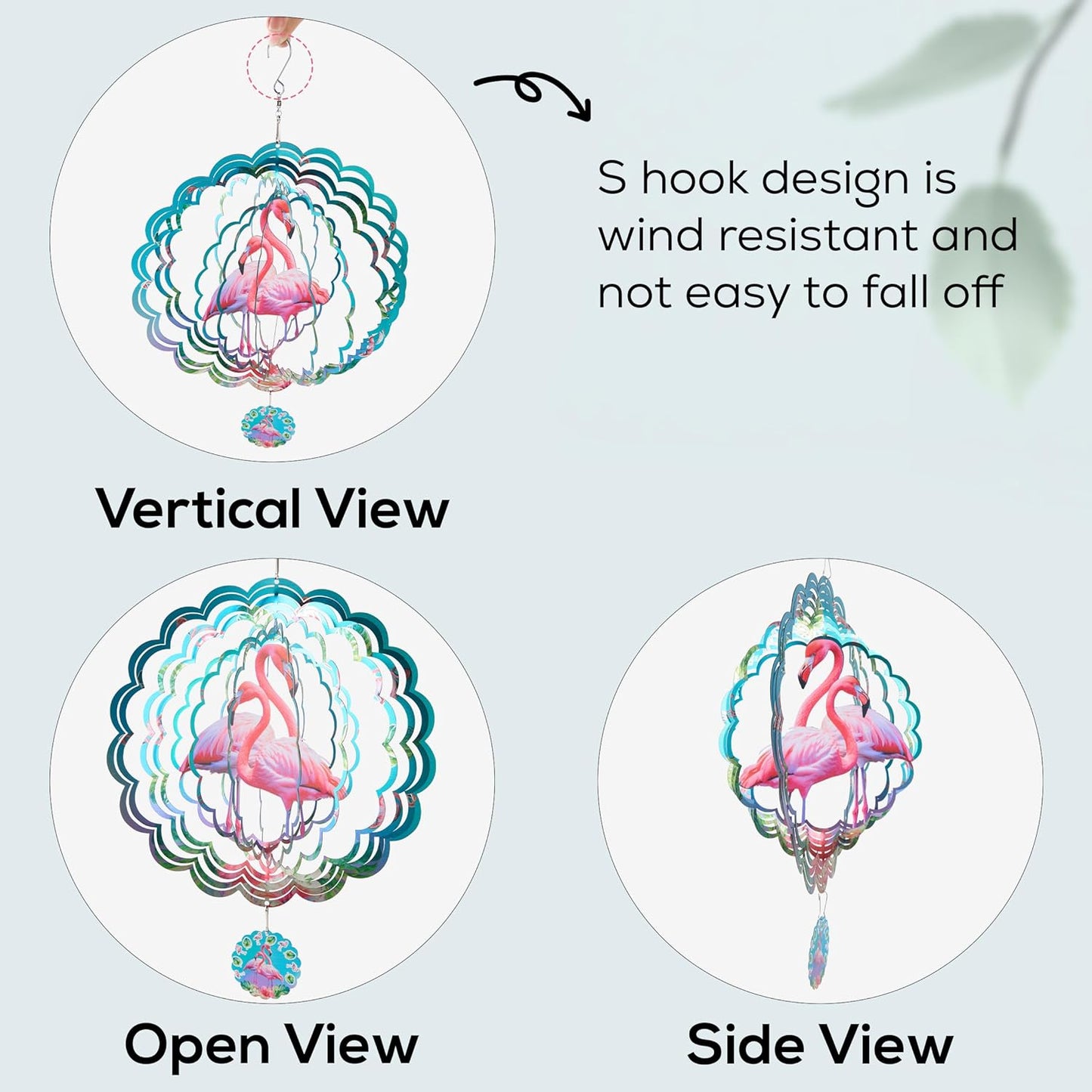 Metal Wind Spinner Outdoor Garden Decoration Laser Cutting Hanging Mandala Kinetic Wind Spinners 12 Inches Stainless Steel Outdoor Decorations for Patio (Flamingo)