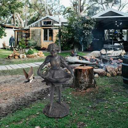 Outdoor Garden Statues - Bird Bath & Feeder Combo - Standing Angel Fairy Statues, 14.25*12.25*28.75 Inch