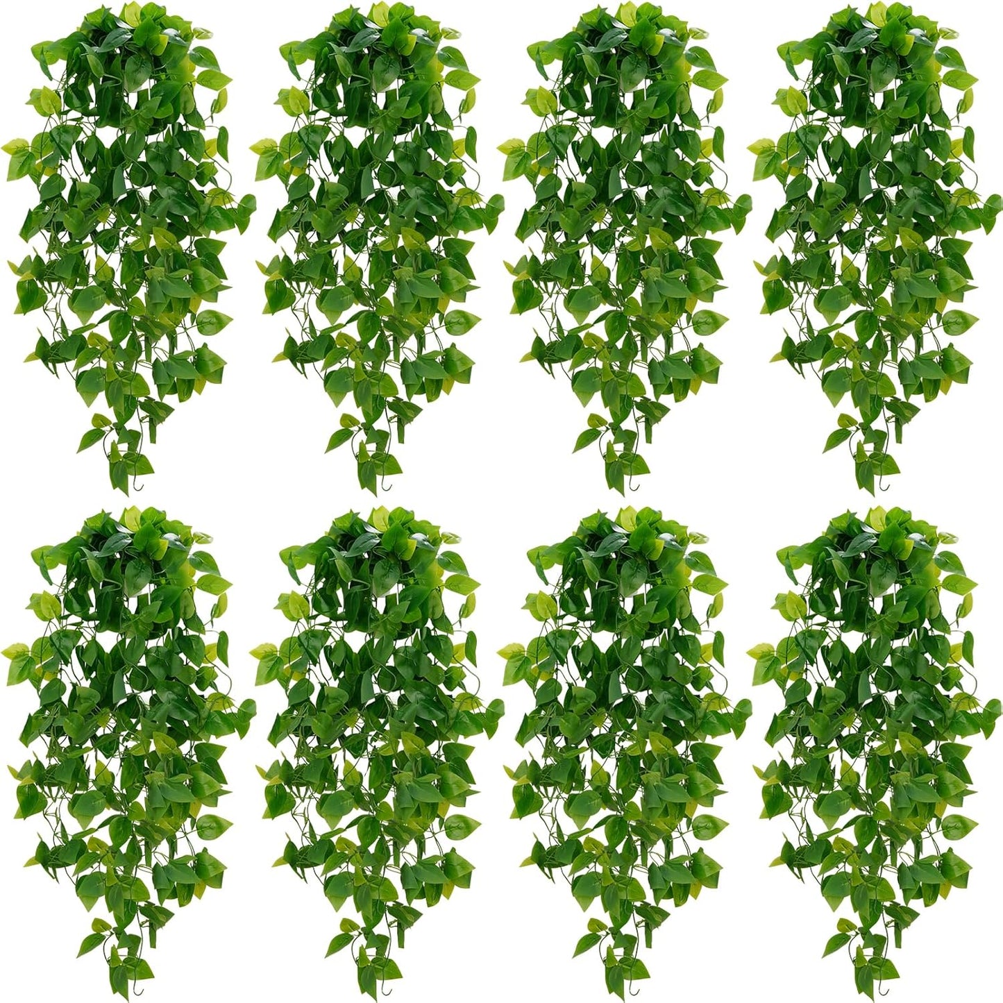 BLEUM CADE Fake Hanging Plants, 8pcs Artificial Hanging Plant, Faux Pothos Vines Hanging Plant Greenery for Wall Home Living Room Indoor Outdoor Decor (No Baskets)