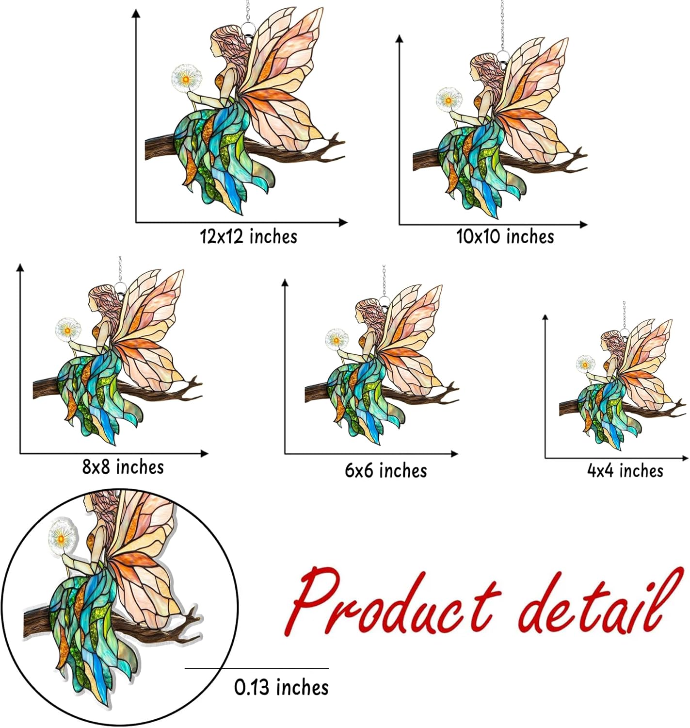 Fairy Cottagecore Acrylic Suncatcher Stained Glass Effect Window Car Hanging Christmas Ornament Indoor Outdoor Decor Garden Sun Catcher Panel for Fairy Tale Lover for Women Mom Grandma