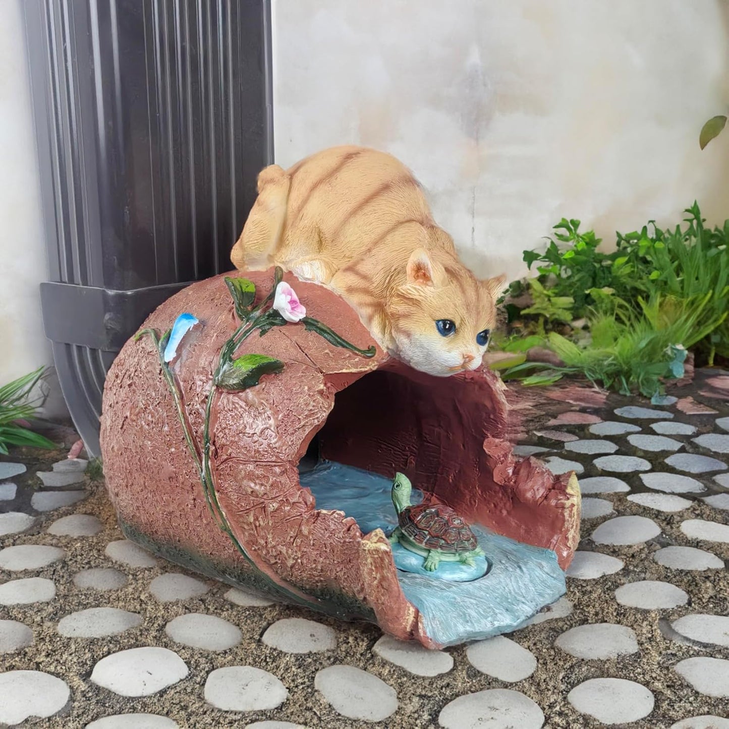 Cat Statues Gutter Downspout Extension Statues Garden Decoration,Resin Statue Outdoor Decor,Animal Downspout Diverter,Gutter Extension Decorative,3"×4" Downspout Extender Diverter Splash Block