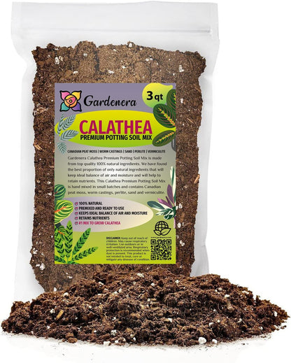 GARDENERA Calathea Plant Potting Soil - Enhance Foliage Beauty and Health with Professional Grade Nutrient-Rich Mix - 3 Quart