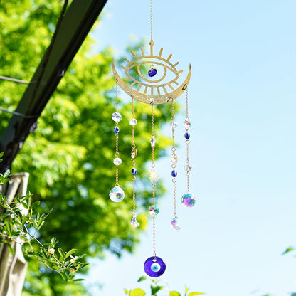 H&D HYALINE & DORA Crystal Suncatcher Evil Eye Sun Catchers for Windows Hanging Indoor Outdoor Home Decor Prism Rainbow Maker