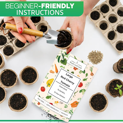 Woods Creek Seeds: Large Red Cherry Tomato Seeds for Planting - Over 450 Heirloom Tomato Seeds for Planting Outdoors, Indoors, Patio or Home Plant Garden - Non-GMO Seed Pack of Tomatoes