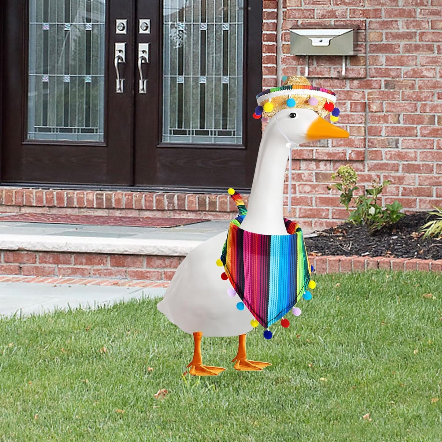 XIMEO Porch Goose Outfit for 17" & 23" Lawn Goose – Funny Cape & Sombrero Clothes Set – Holiday Porch Goose Decoration for Duck or Garden Statues