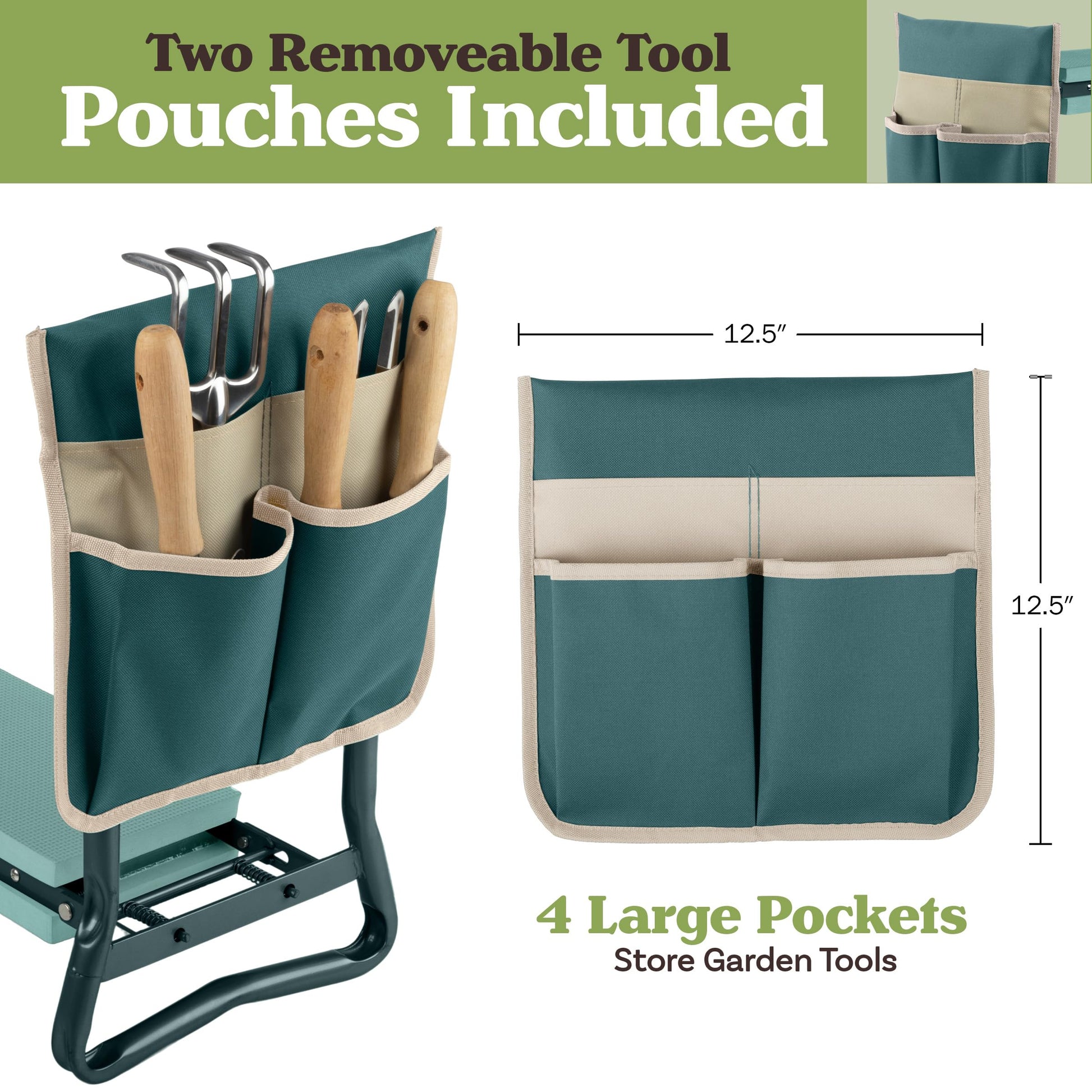 Pure Garden 2-in-1 Foldable Garden Kneeler and Seat, Green