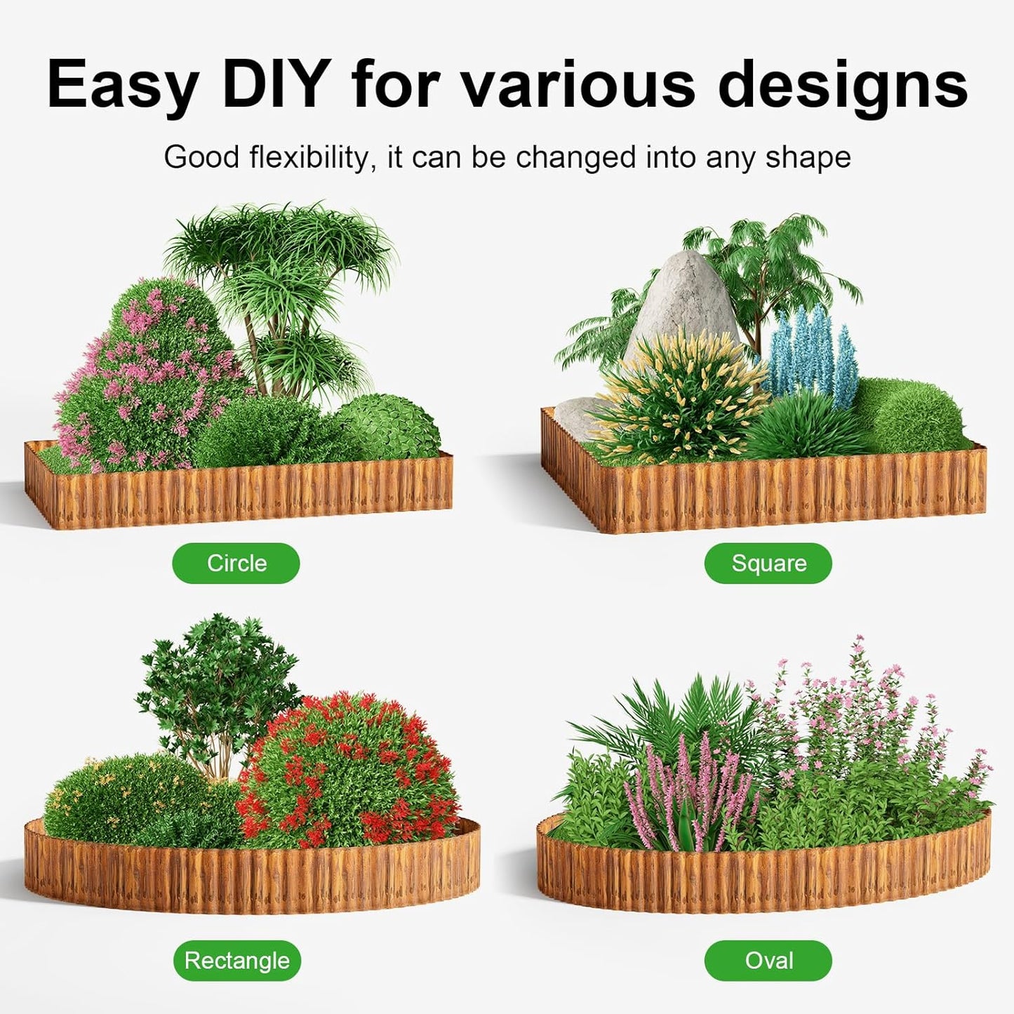 Land Guard Corrugated Garden Edging Border, 6" × 50' Landscape Paver Edging, Tall Landscape Edging, Fence for Garden, Flower Bed, Lawn and Landscape Edging (Rusty)