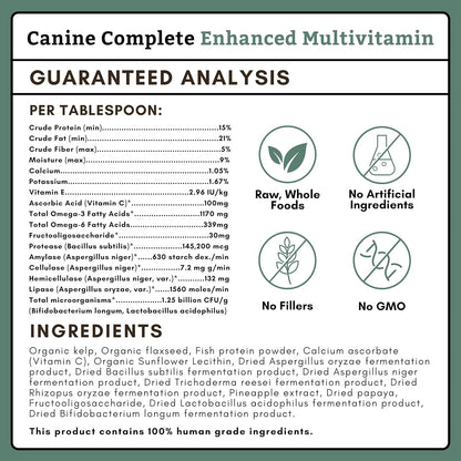 Wholistic Pet Organics Canine Complete - Dog Multivitamin Powder - 1 Lb - Daily Dog Vitamins and Supplements for Homemade Food - Immune System, Skin, Coat & Overall Health - Small and Large Breed