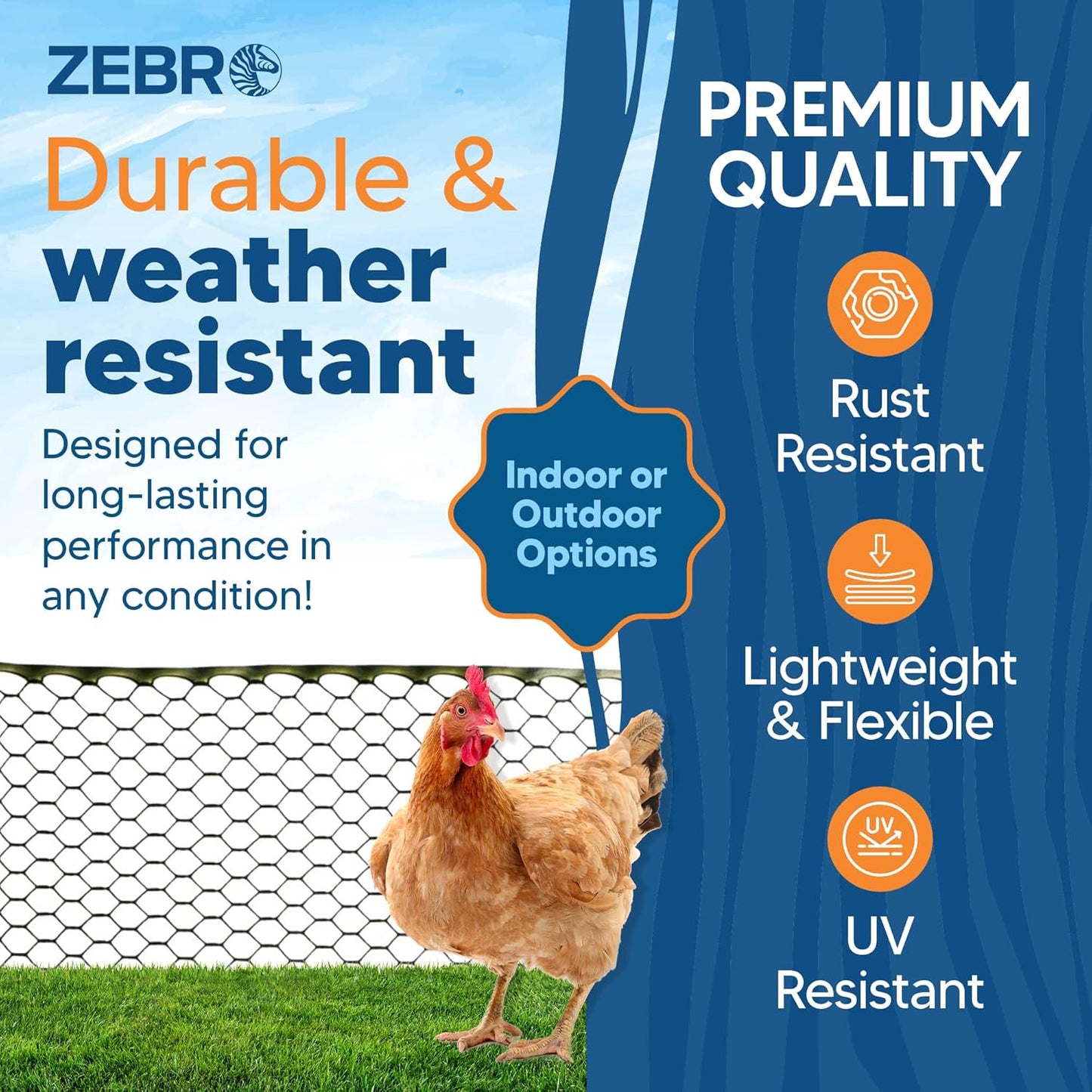Plastic Hex Chicken Wire Mesh Garden Fence Roll (3' x 50' - Green) - Versatile Poultry Netting and Garden Fence for Temporary or Semi-Permanent Enclosures, Deer Fencing, and Construction Barriers