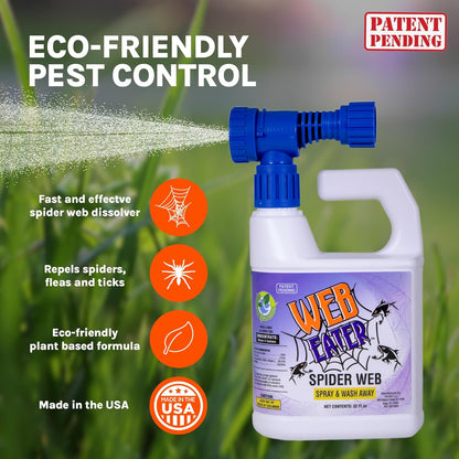 1 Gallon Concentrated Spider Web Washaway Spray with Nozzle- Natural & Long Lasting up to 6 Months