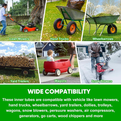 11x4.00-5 11x4.50-5 11x5.00-5 Inner Tubes, 2 Pack Heavy Duty Replacement Tire Inner Tubes with Bent Valve Stem for Wheelbarrows, Lawn Mowers, Hand Trucks, Trailers, Snow blowers, etc