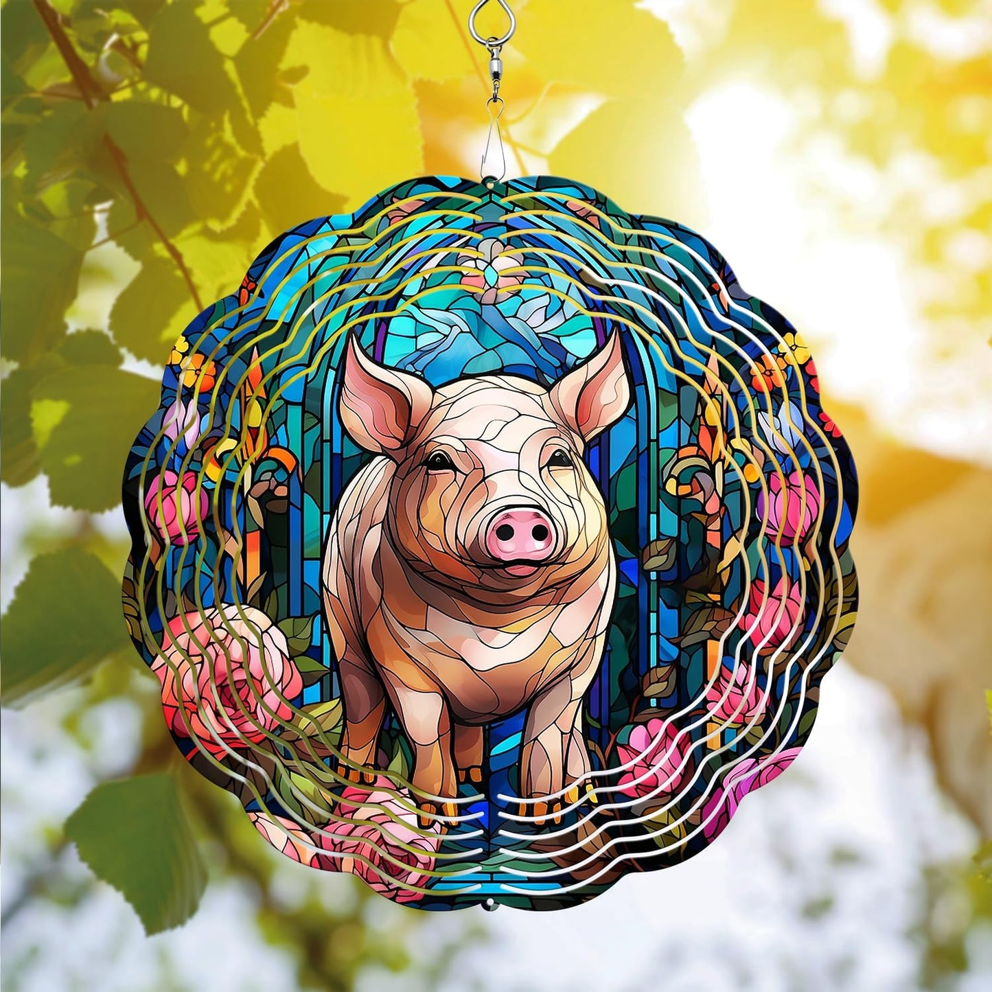 Pig Wind Spinner, Pig Wind Spinner Hanging for Yard and Garden, Unique Gift Wind Spinner, 3D Hanging Wind Spinner Outdoor