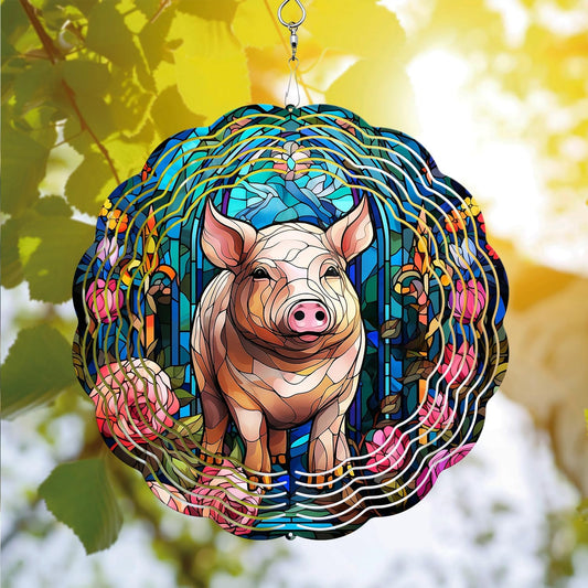 Pig Wind Spinner, Pig Wind Spinner Hanging for Yard and Garden, Unique Gift Wind Spinner, 3D Hanging Wind Spinner Outdoor