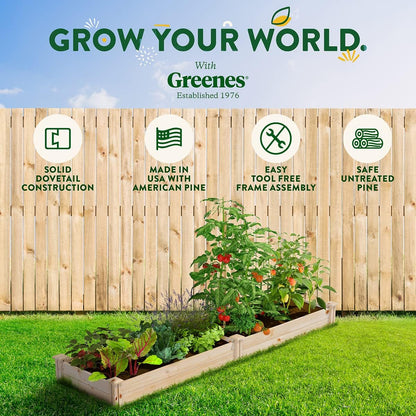 Greenes Fence Original Pine Raised Garden Bed, 2' x 8' x 7" - Made in USA with American Pine