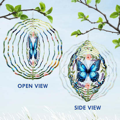 FLAGWIX Christmas Butterfly Wind Spinners Outdoor - 3D Stainless Steel Metal Wind Spinners 12 in - Birthday Gifts for Mom, Butterfly Gifts for Women, Yard Decorations Outdoor, Christmas Decorations