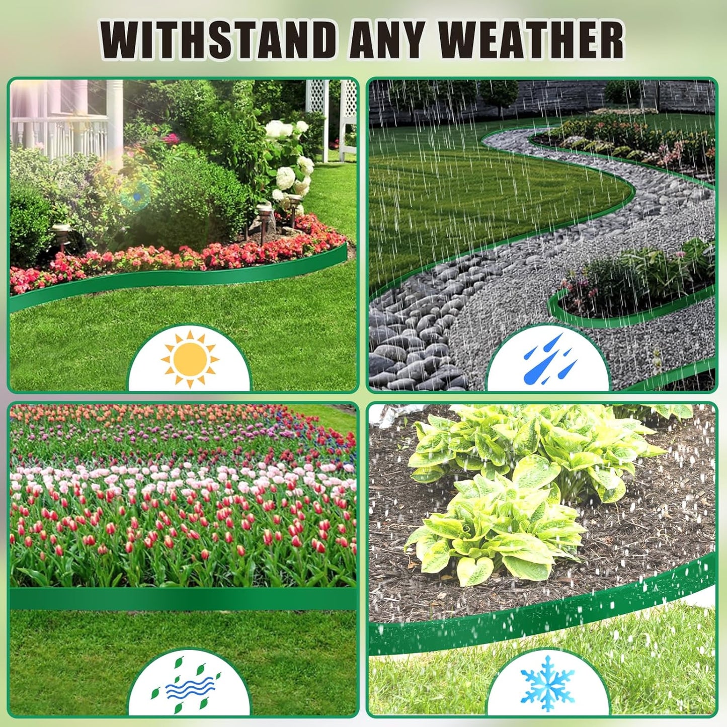 Landscape Edging - 2” Tall Garden Edging Border with 30 Stakes, 20FT No Dig Lawn Edging for Landscaping for Garden Bed, Yard, 0.15" Thick Flower Bed Border Edging with Connector for Outdoor