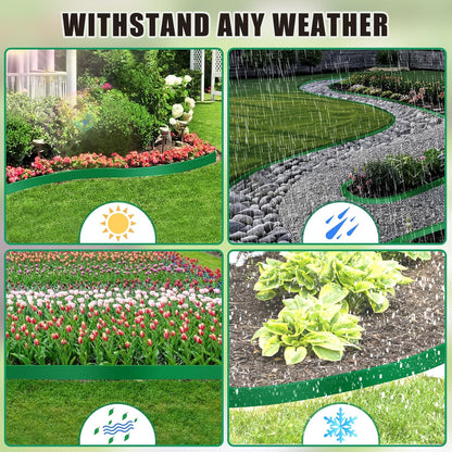 Landscape Edging - 2” Tall Garden Edging Border with 30 Stakes, 20FT No Dig Lawn Edging for Landscaping for Garden Bed, Yard, 0.15" Thick Flower Bed Border Edging with Connector for Outdoor