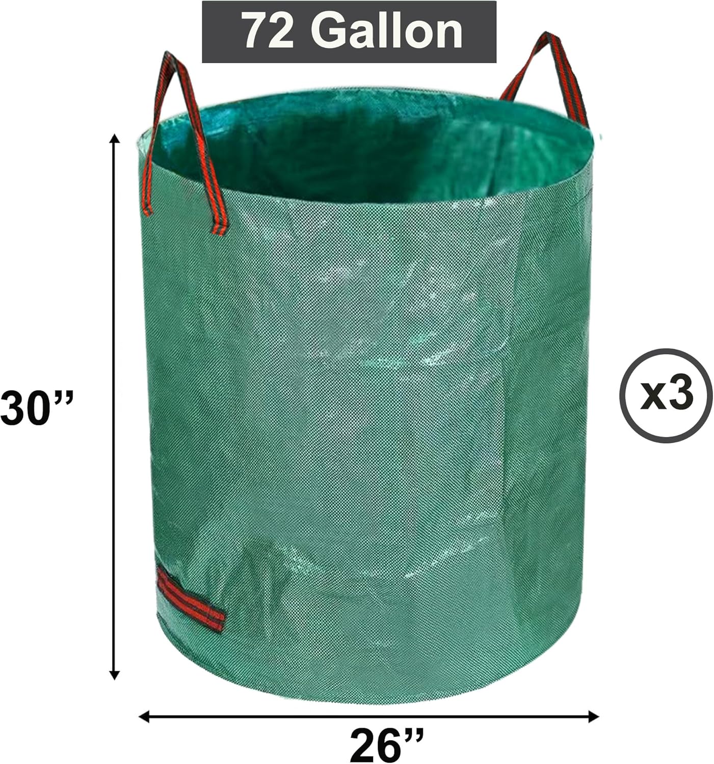 72 Gallon Garden Waste Bag, Reusable Leaf Bag Yard Waste Bag 3 Pack Lawn Yard Bag with Reinforced Handles for Loading Garden Leaves and Trash