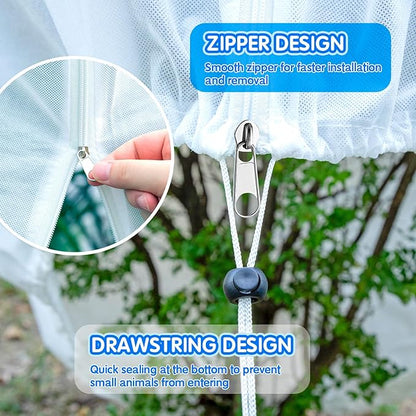 7.9×5.9FT Tree Covers for Winter, Plant Covers Freeze Protection with Drawstring and Zipper, Frost Cloths for Outdoor Plants (White)