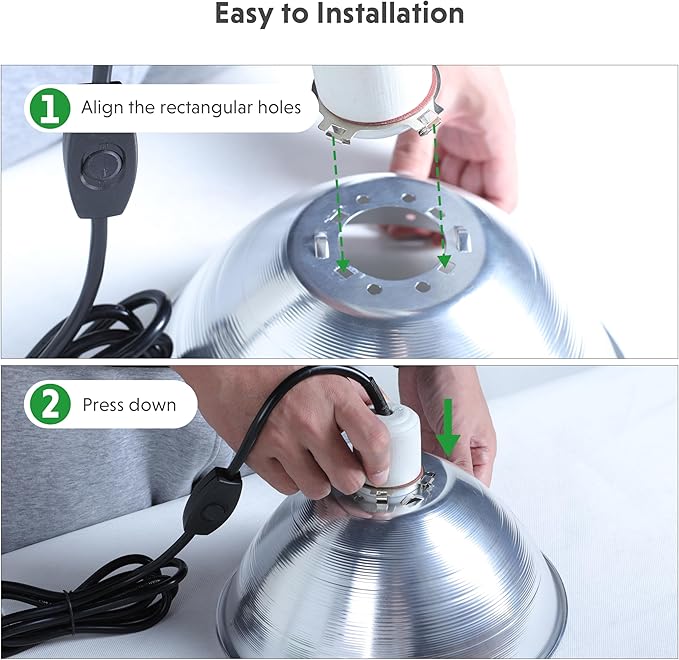Simple Deluxe 10.5" 1-Pack Clamp Light, 250 Watt E26 Socket (Bulb Not Included), Aluminum Reflector and Ceramic Base, 6 FT 18/2 SJT Cord