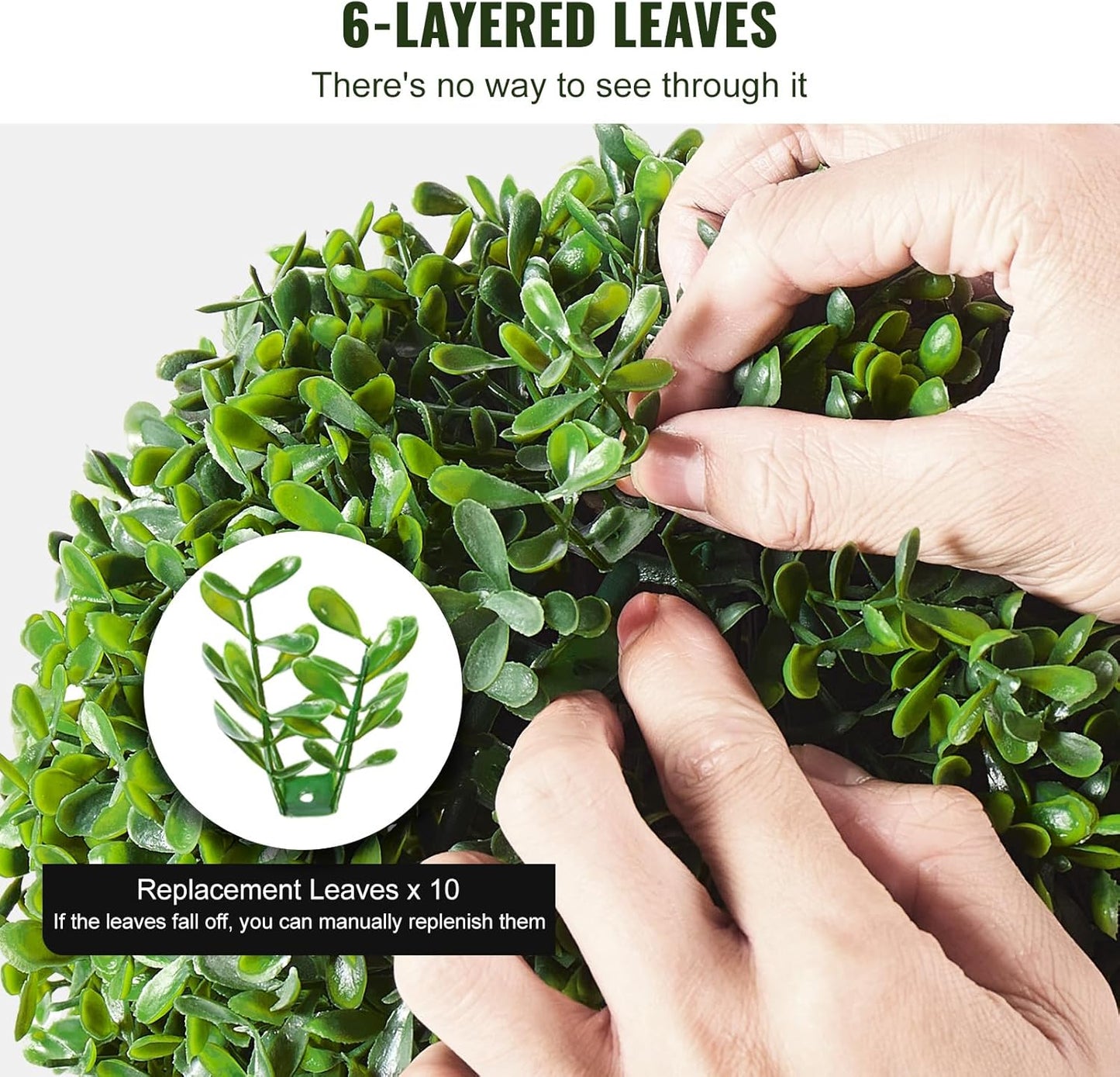 VEVOR Artificial Boxwood Topiary Tree, 36 inch Tall (2 Pieces), Double Ball Faux Topiary Trees, Faux Plant w/Extra Leaves & Pot & Small Decoration, UV Rated Set for Home Decor Indoor/Outdoor